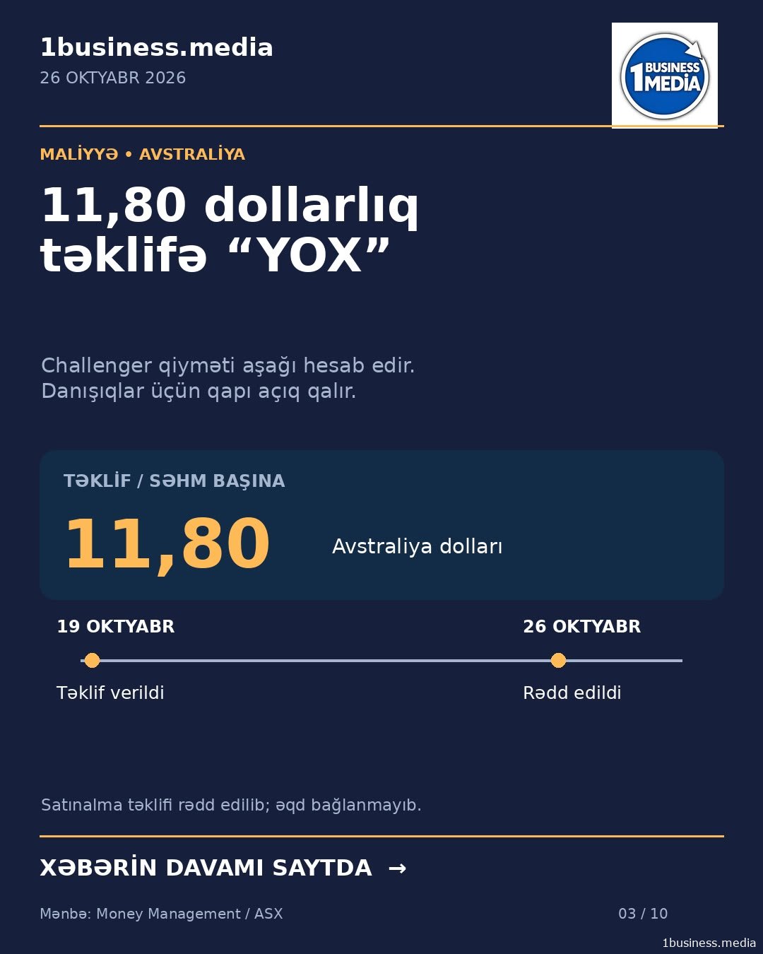 Səhmə 11,80 dollarlıq təklifə “yox”: şirkət niyə satılmaq istəmir?