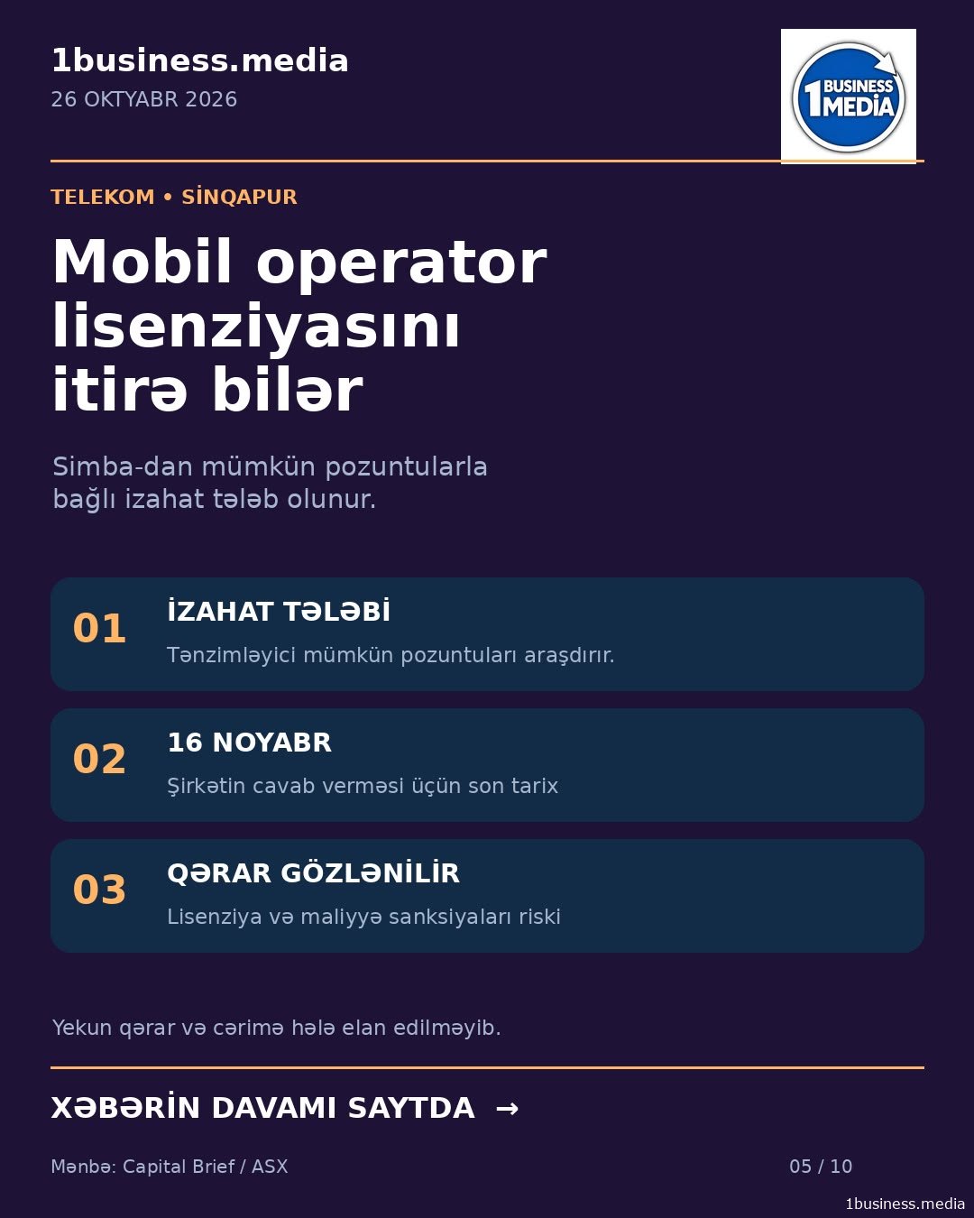 Mobil operator lisenziyasını itirə bilər: Sinqapurda ciddi araşdırma